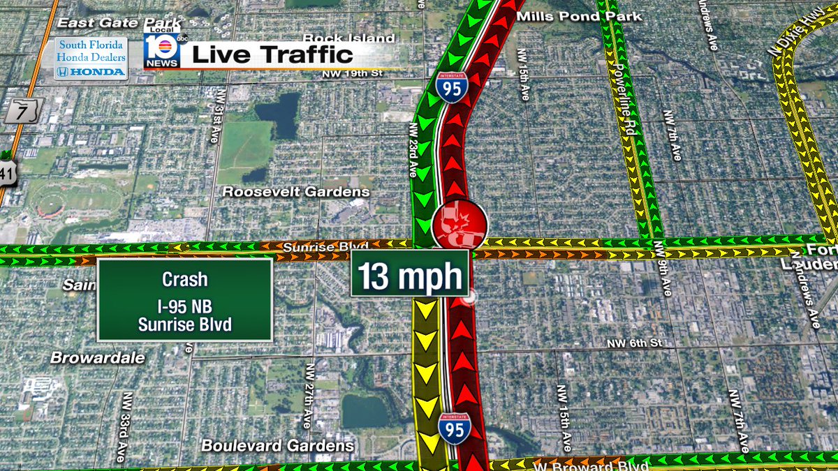 Crash on I-95 NB at Sunrise Blvd #traffic https://t.co/iFx0IYCGu9