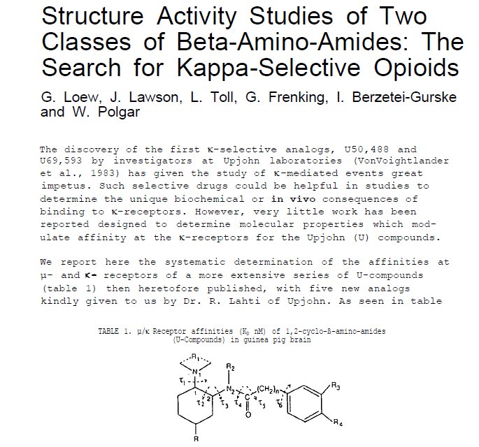 Bryanroth If Someone Asks For Pharmacology On U 47 770 It Can Be Found Here In A Nice J Med Chem Article Typical Mu Agonist T Co Isa0airxwg