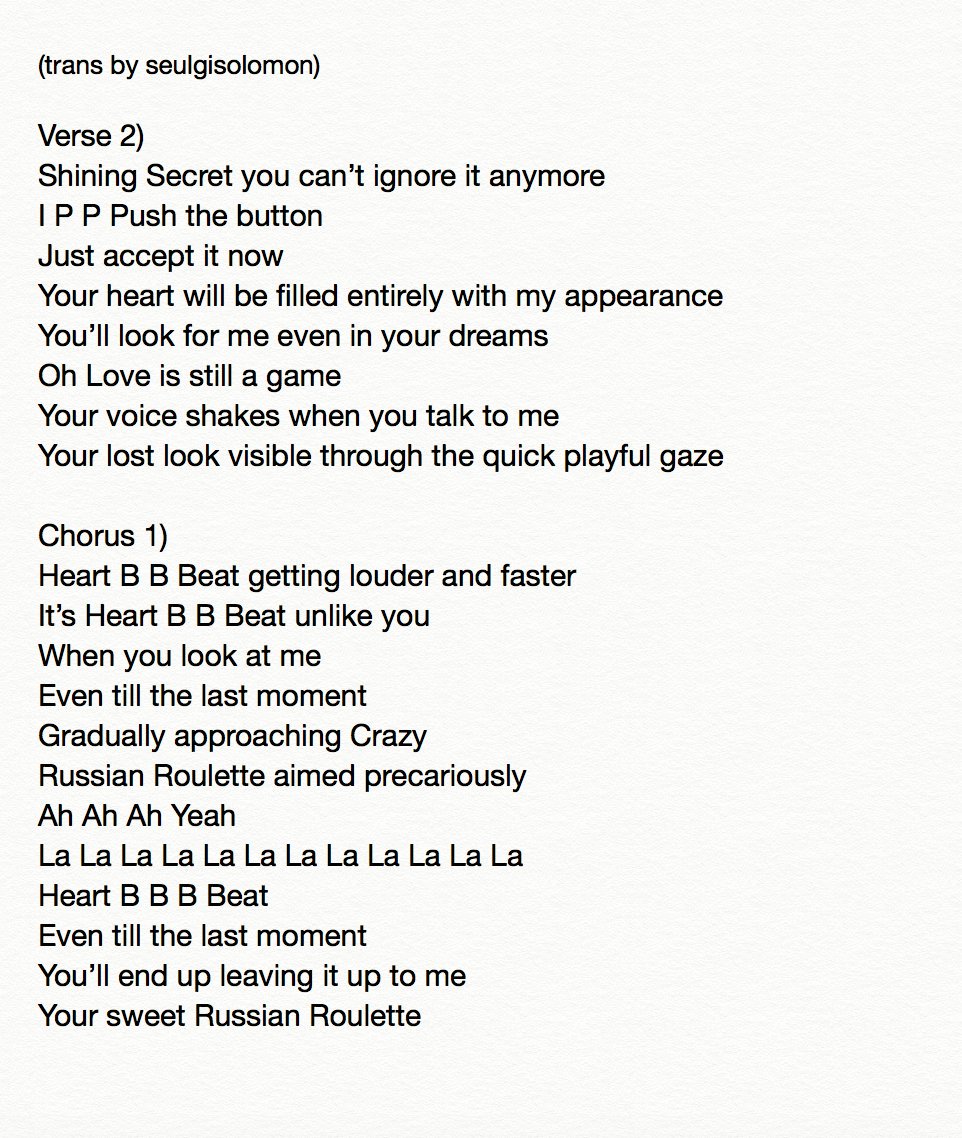 Red Velvet's Thing - Russian Roulette Lyrics - Wattpad