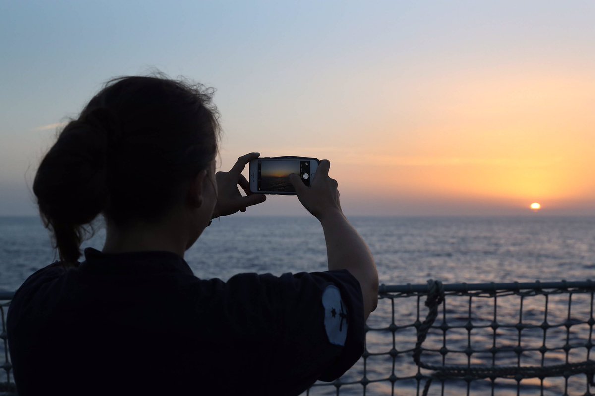 There's nothing like the sight of a glowing sunset from the flight deck after a hard day's work. #HMSDaring