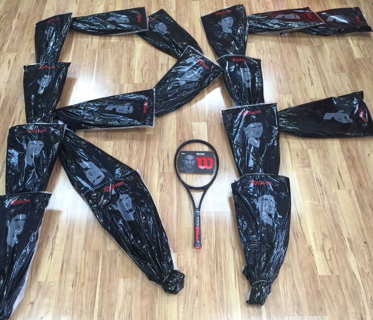 WilsonTennis's tweet photo. The new Pro Staff rackets have arrived in store and are being sold world-wide. Have you bought one yet? #FromFederer https://t.co/4RvsKWNcQj