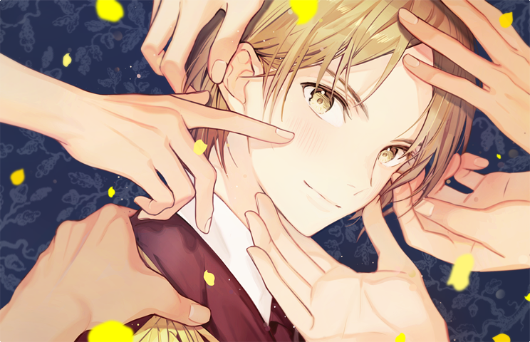 male focus looking at viewer 1boy smile solo focus short hair yellow eyes  illustration images