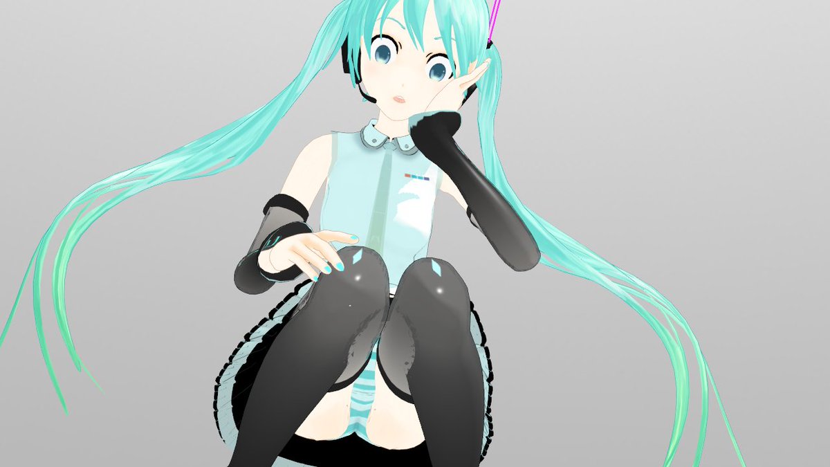 しゅしゅp 今日も自作の初音ミクv4xさん しゅしゅミクv4x で 静止画を作ってみましたよん エロかわいいイメージで ちょっと どこ見てるんですか 的な