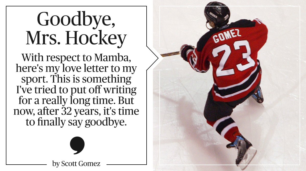 PlayersTribune's tweet photo. NHL center (and secret poet) Scott Gomez pens a tribute to hockey as he hangs up his skates. https://t.co/hIvqZpwdpV https://t.co/9KW7wjmI4v