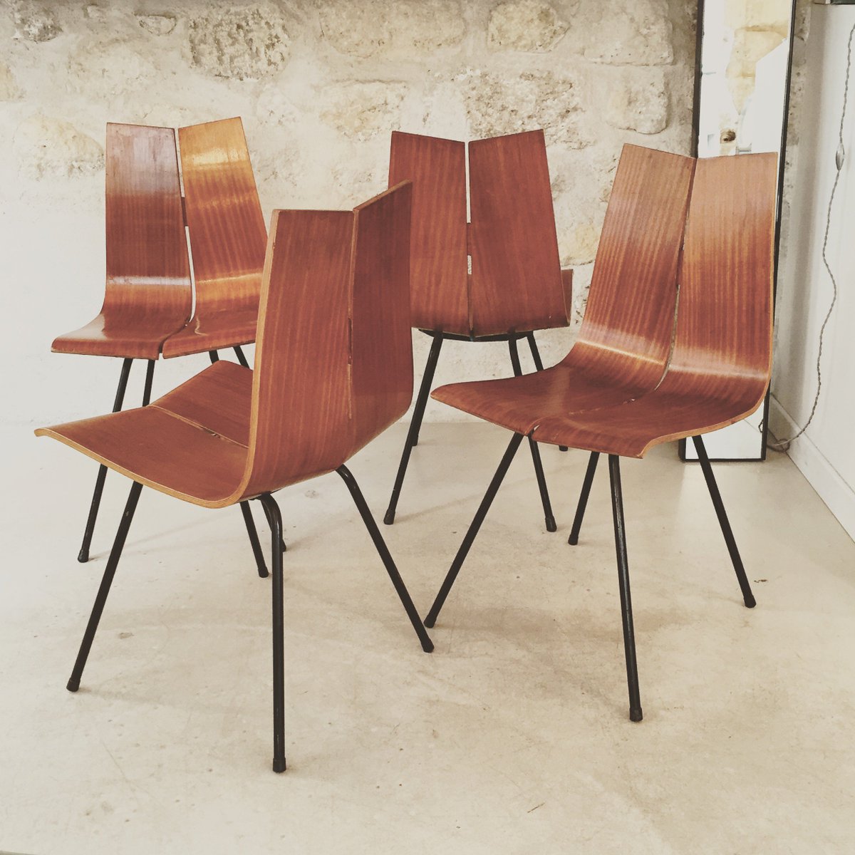 #Vintage #ForSale > set of 4 GA chairs by Hans Bellmann ed. Horgen Glarus circa 1955 > sales@design-only.com
