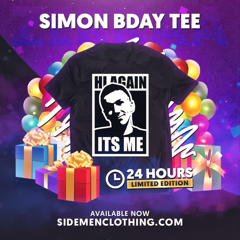 SidemenClothing's tweet image. Don't forget, @miniminter's birthday t-shirt will be available from 00:00 tonight until 23:59 tomorrow
