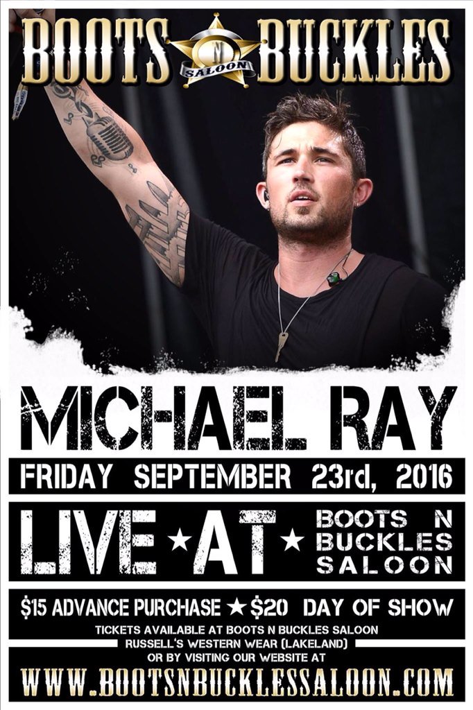 MichaelRayFans's tweet photo. #JustAFewLeft #HometownCrowd #ThisWILLSellOut #FLlovesMR 🌴✌️@Michaelraymusic @BootsNBuckles1 https://t.co/ywS0j2e6y8