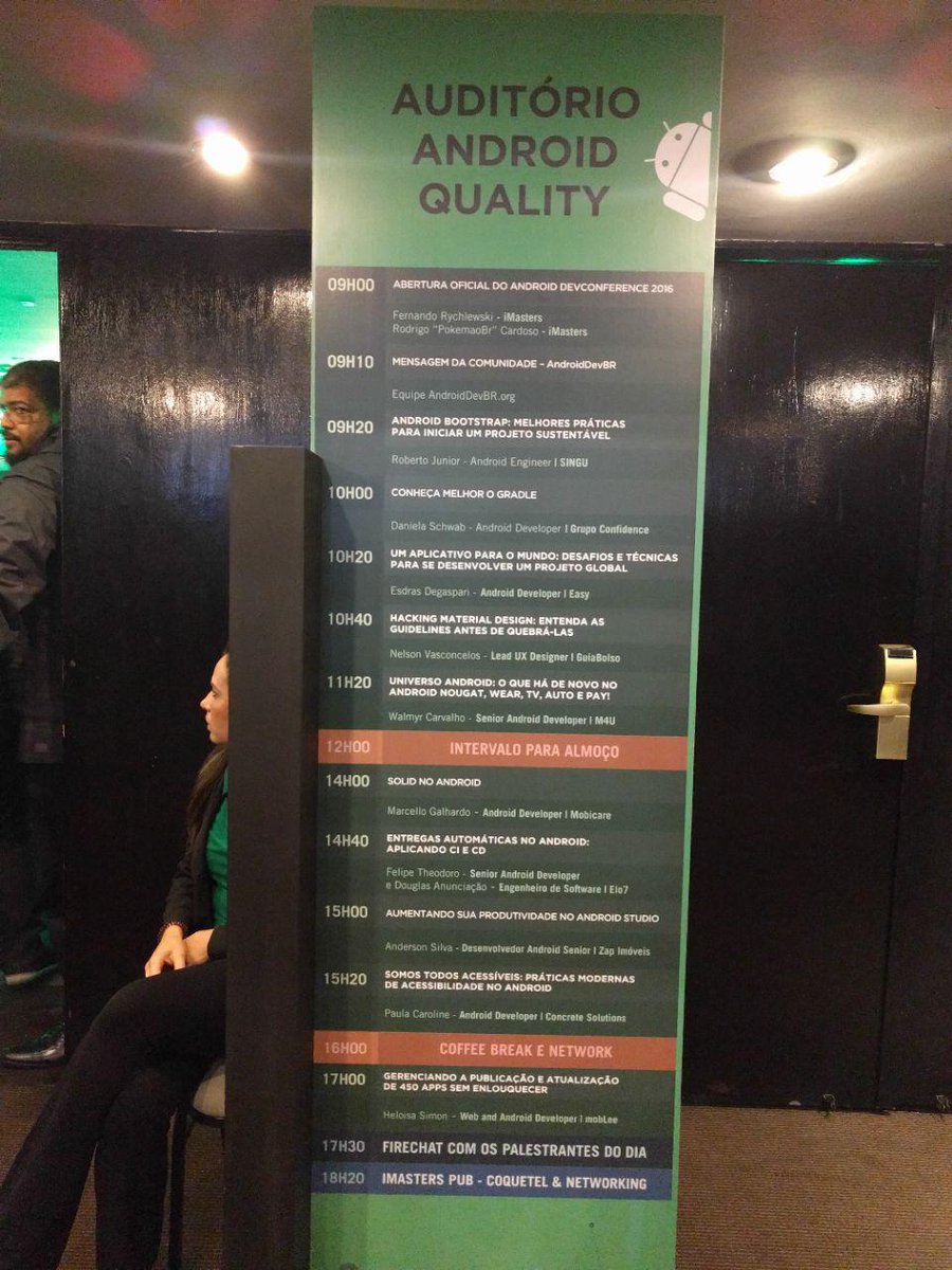 AndroidDevBrOrg's tweet image. A programação do #AndroidDevConference tem excelentes palestras para hoje!