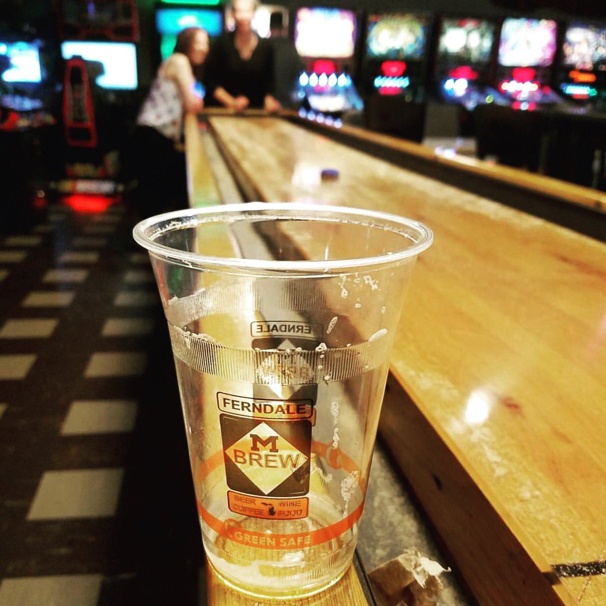 MBrewFerndale's tweet photo. Join us in our game room for a round (or two) of #shuffleboard, video games, darts, pinball, you name it! #mbrew https://t.co/rySBIS5fJB