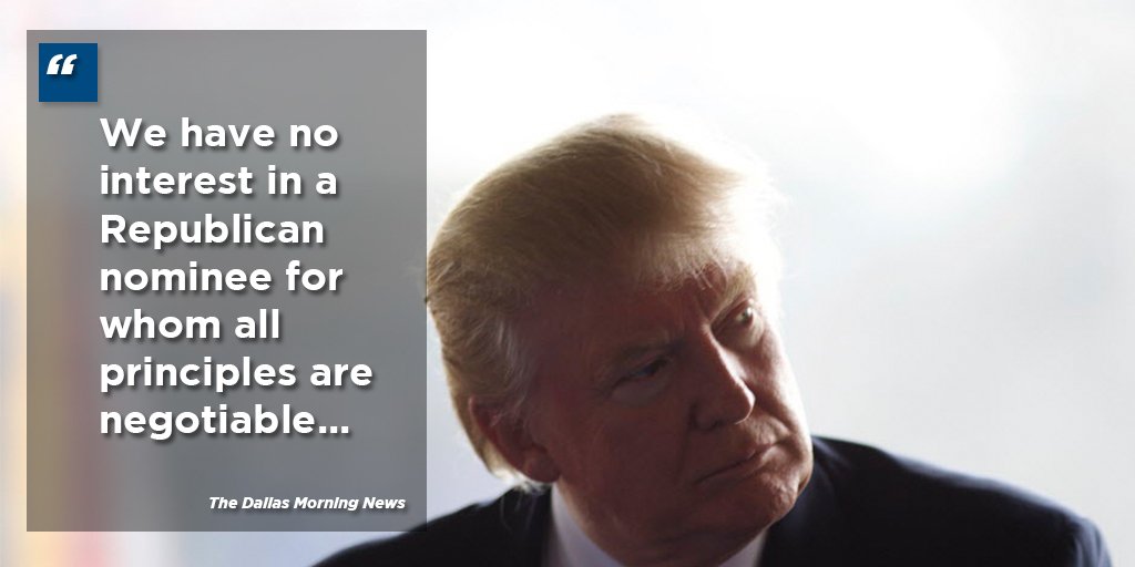 dallasnews's tweet photo. Trump is no Republican. Our recommendation for president publishes tomorrow. | @DMNOpinion https://t.co/hiUGRZv4ec https://t.co/CAKO4ejbrF