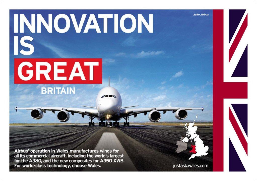 UKinAtlanta's tweet photo. Common thread between Airbus A30 wings, Toyota Auris Hybrid Engine &amp; Sony Blu-Ray Cameras? All 3 made in #Wales! https://t.co/UtU1rjzFAp