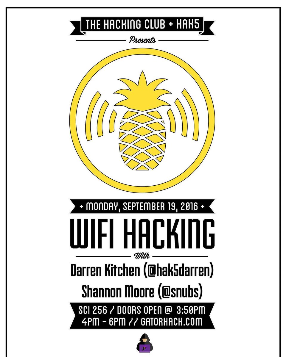 TheHackingClub's tweet photo. Mark your calendar for Sept 19th to @PentestwithHak5! @Snubs @hak5darren https://t.co/55FdRiCwDz