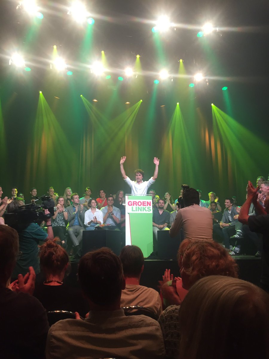 Kippenvel <a href="/jesseklaver/">Jesse Klaver</a> presenteert GL programma. IJzersterk! #tijdvoorverandering #JesseMeetup