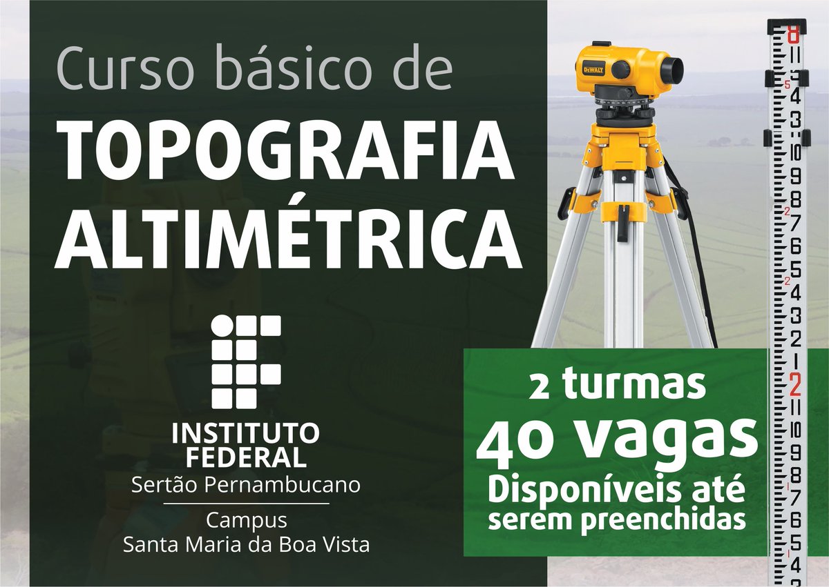 #CampusSantaMariadaBoaVista oferece curso básico de Topografia Altimétrica em Cabrobó. migre.me/uUVPg