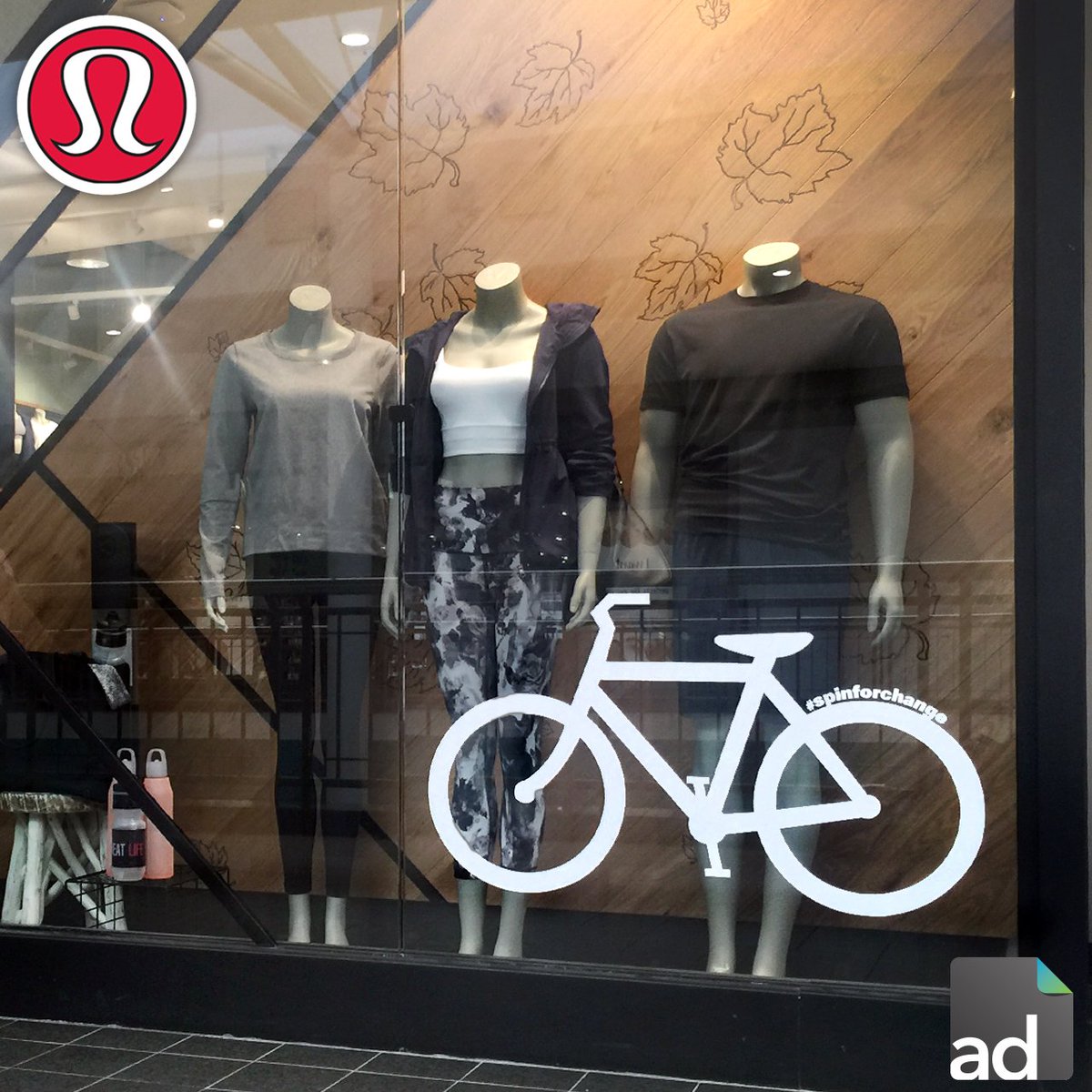 assantedesign's tweet photo. We're proud to share our latest @lululemon install! #spinforchange #SaltCitySweat #DestinyUSA #Syracuse https://t.co/XLrifEmA8U