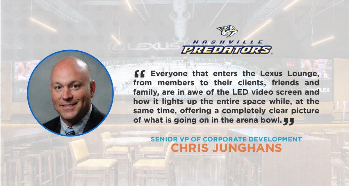 pixelflexled's tweet photo. #ClientConfessionals @NashvillePreds_ Chris Junghans on #FLEXUltra 2mm #LED #video in #BridgestoneArena #LexusLounge https://t.co/Om0NZRuC7Y