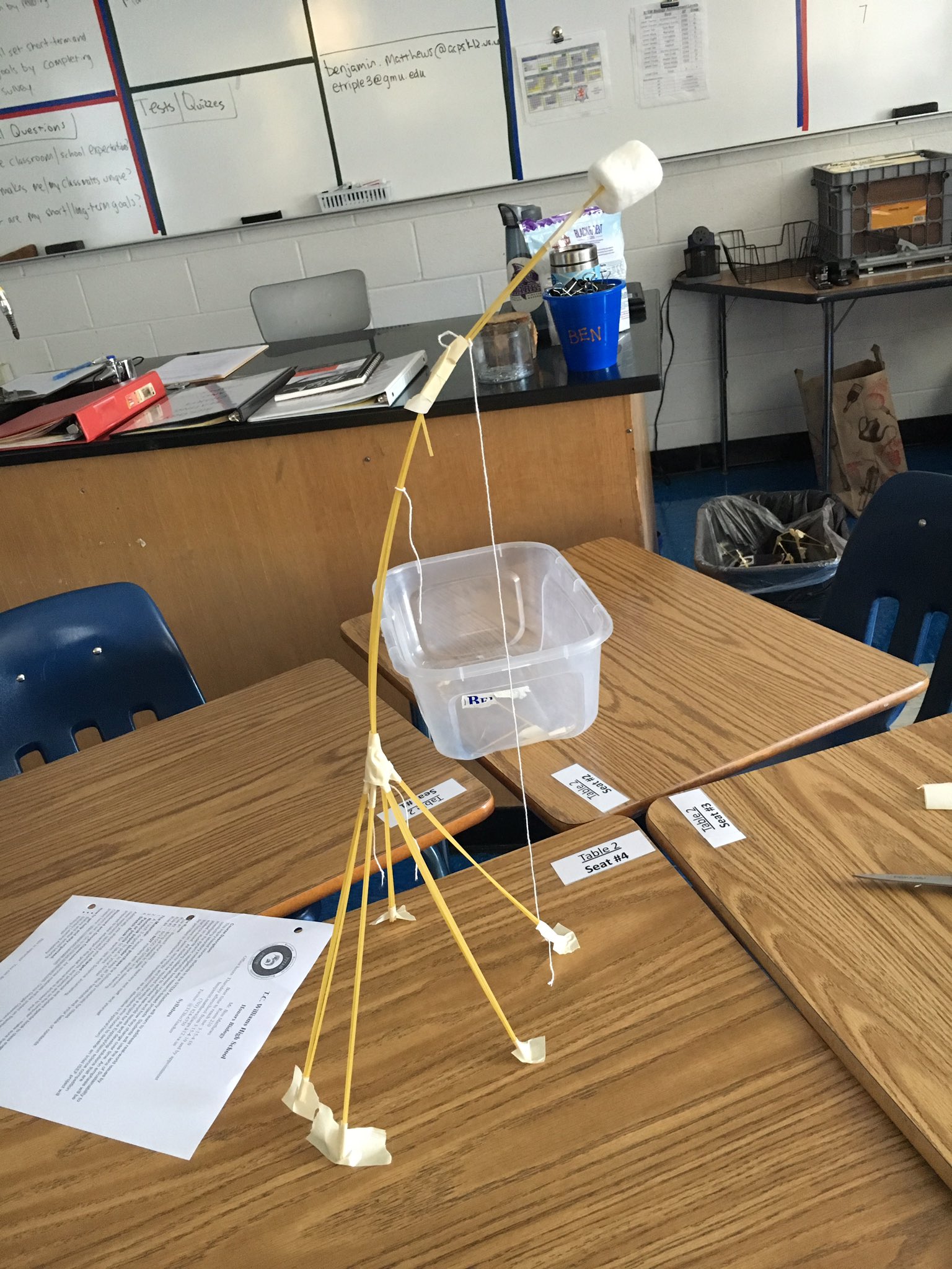 Ben Matthews on Twitter: "String, tape, spaghetti, 1 marshmallow, 18