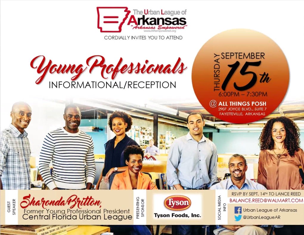 Are you a young professional living in NW Arkansas? RSVP TODAY to join us 4 an informational reception on Sept.15!