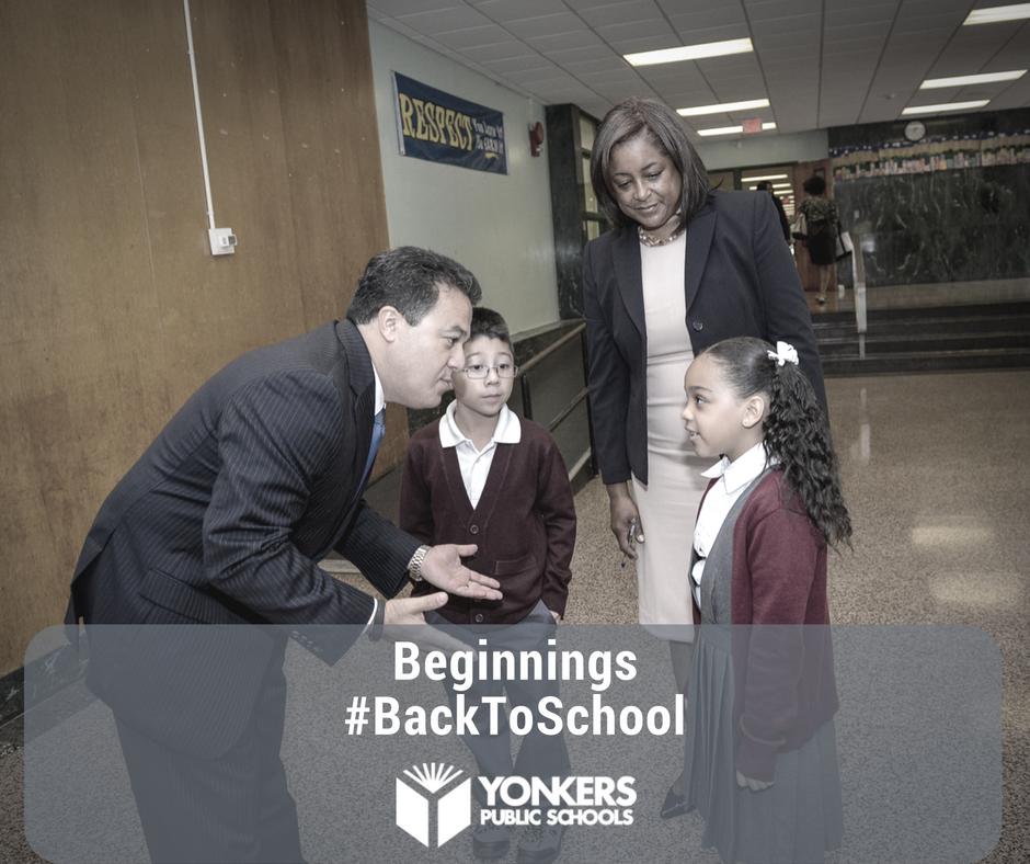 YonkersSchools's tweet photo. Superintendent of Schools @quezada1229 met w/ future leaders @ #BoyceThompson #BackToSchool https://t.co/TQmDlmepod
