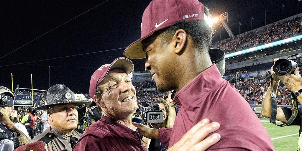 NFL's tweet photo. WATCH: @Jaboowins gives EPIC halftime speech to @FSU_Football https://t.co/X9mZNVu2l7 (via @NFL_CFB) #MISSvsFSU https://t.co/1DGDbwkVTX