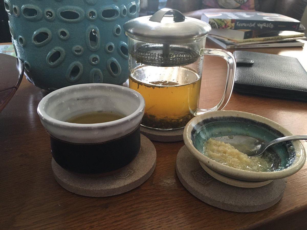 LoFredrich's tweet photo. Tea-ing &amp; tincture-ing my way back to health. Yes, that's raw garlic &amp; honey in that dish. #worthatry #smellmelater https://t.co/okJHhNLkmg