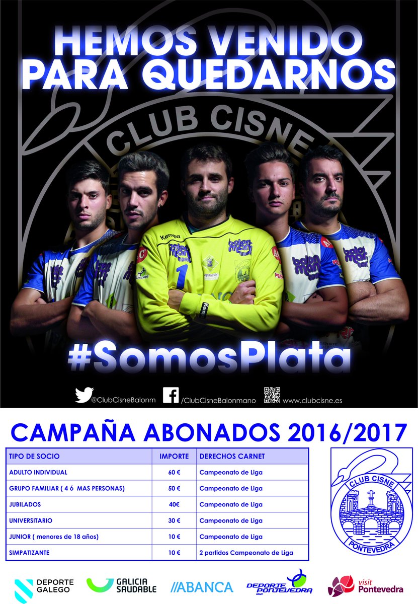ClubCisneBalonm's tweet photo. ¡Únete al Cisne y disfruta con nosotros de la magia del balonmano! #SomosPlata Toda la info: https://t.co/ru2PDpZFiQ https://t.co/k9kQ0a7pQU