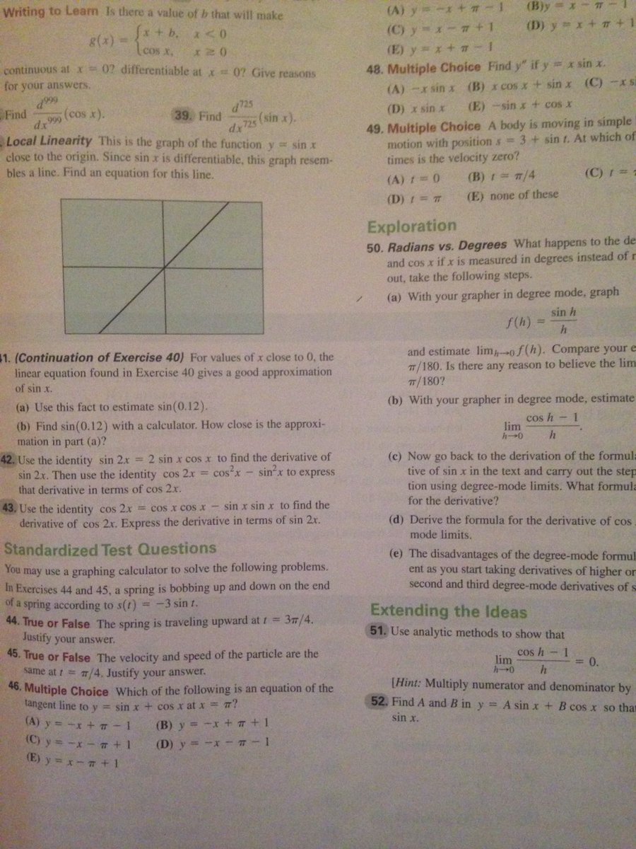 How do you find the derivative of sin2x?