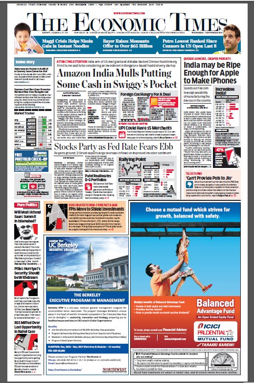 Today's Economic Times The front page... Read all the stories on