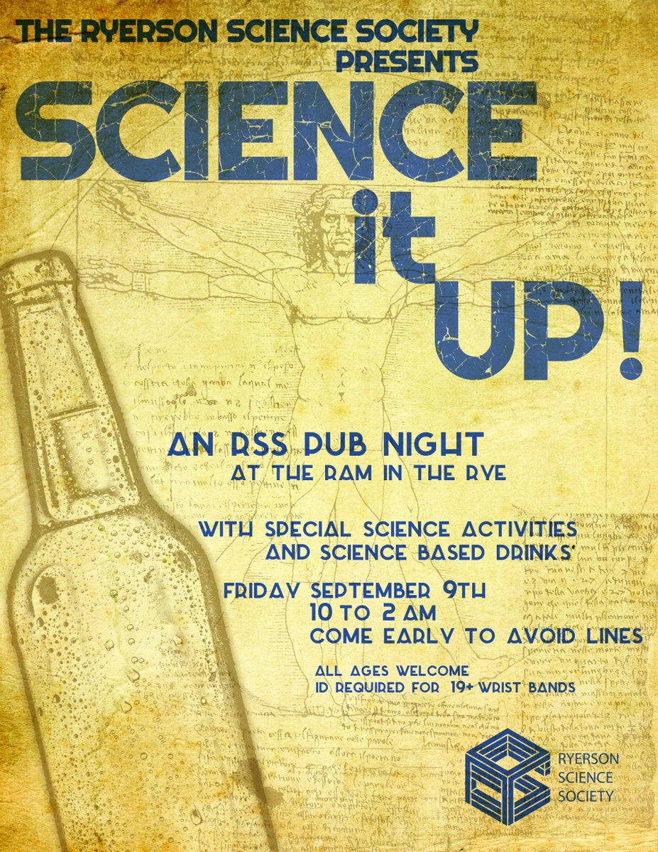 usstorontomet's tweet photo. RSS presents Science it Up! pub night this Friday at the Ram in the Rye.  Show up early to guarantee your entry! https://t.co/0DX8ZIzoj1