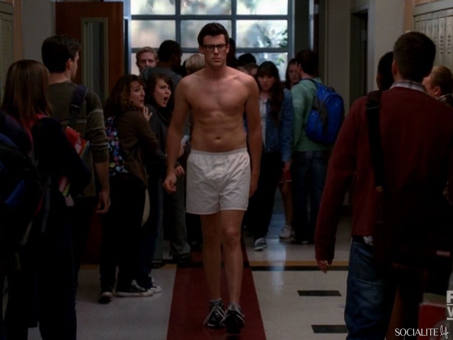 take a second to remember cory monteith shirtless with glasses.