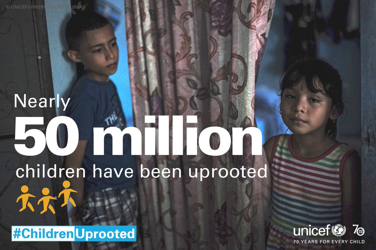 UNICEF's tweet photo. Our groundbreaking report on global childhood migration and displacement: https://t.co/n92qsMlSd0 #ChildrenUprooted https://t.co/TmgRA3HXtJ