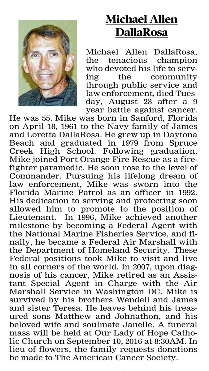 teachlowder's tweet photo. My father in law lived a life devoted to protecting &amp; serving. I hope you will join us to celebrate his life on 9/10 https://t.co/klPeJWynZ2
