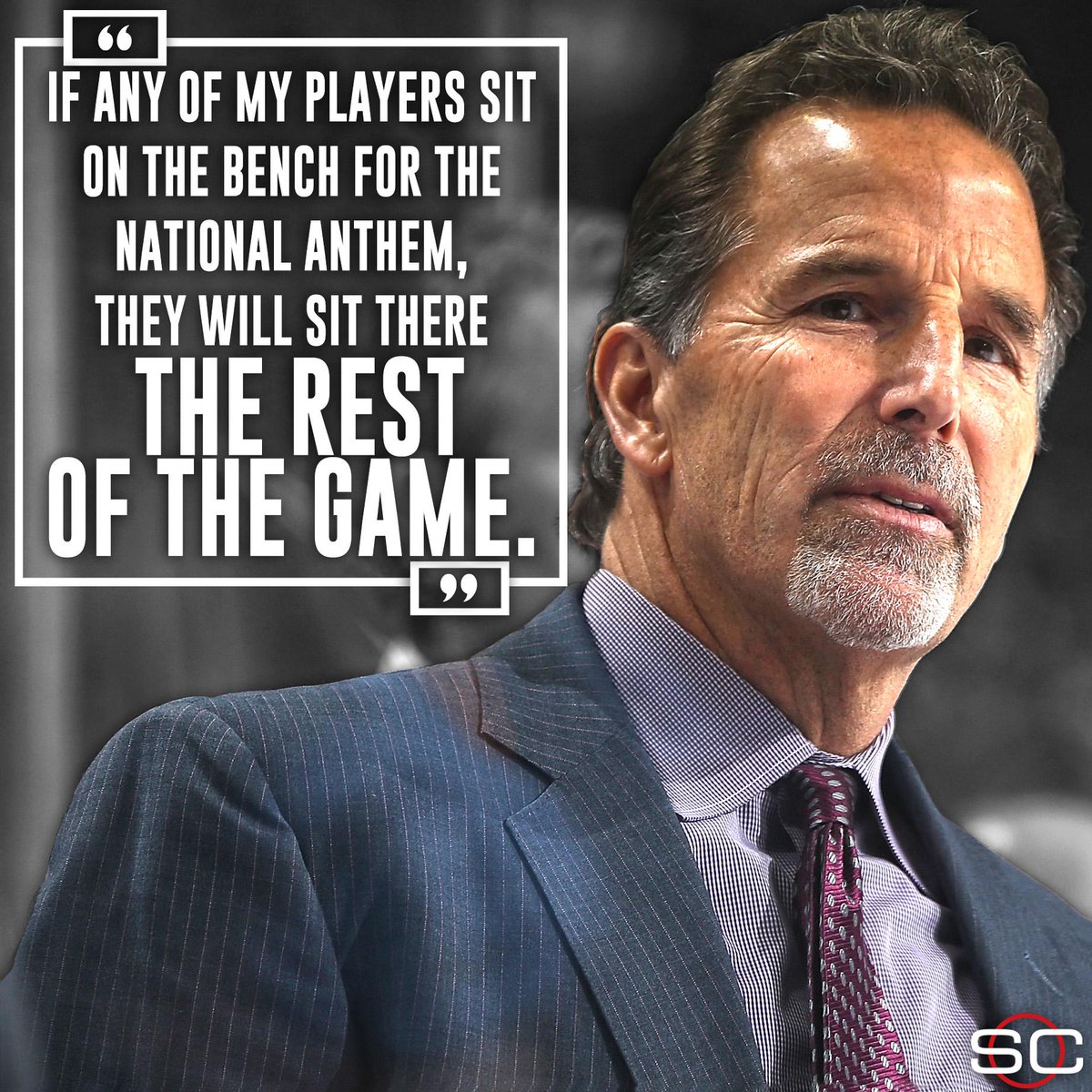 SportsCenter (@sportscenter) on Twitter photo Team USA coach John Tortorella tells <a href="/lindacohn/">Linda Cohn</a> how he will handle players who sit during the national anthem. Team USA coach John Tortorella tells <a href="/lindacohn/">Linda Cohn</a> how he will handle players who sit during the national anthem.