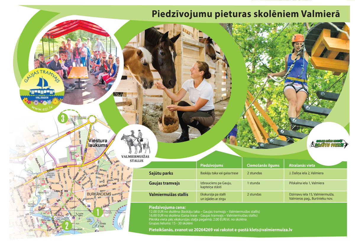 Kopā ar saviem draugiem, Sajūtu parku un Valmiermuižas stalli, aicinu skolēnus uz piedzīvojumu dienu Valmierā!