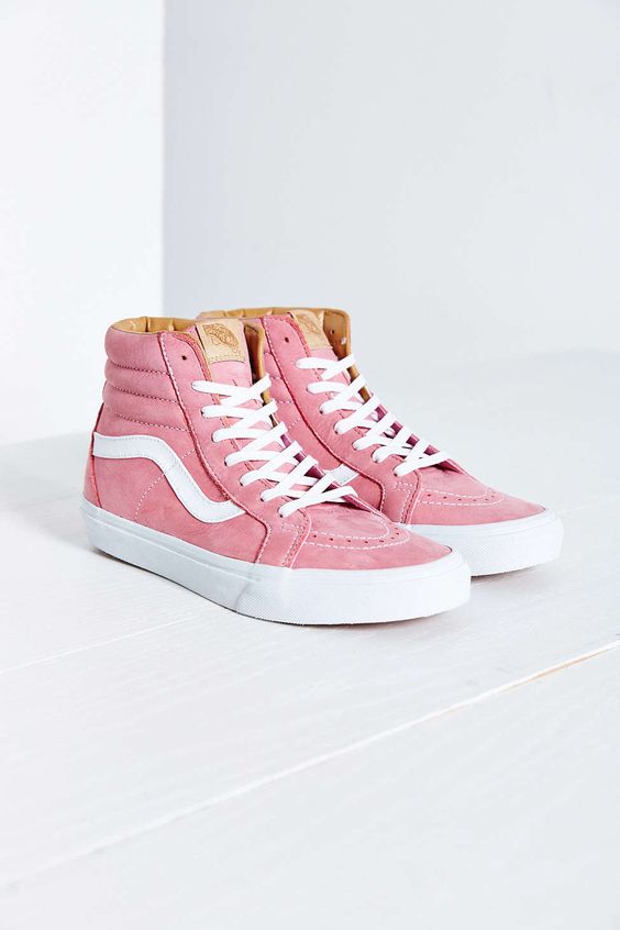 pastel pink high top vans