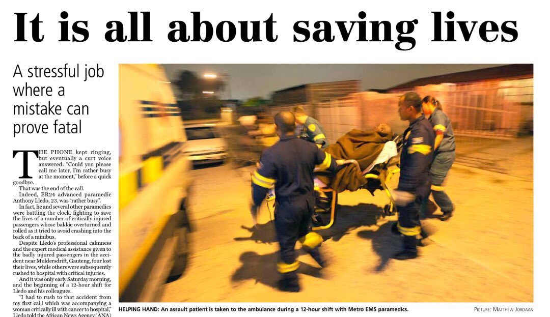 Page 7: A day in the life - as seen through the eyes of SA's paramedics.