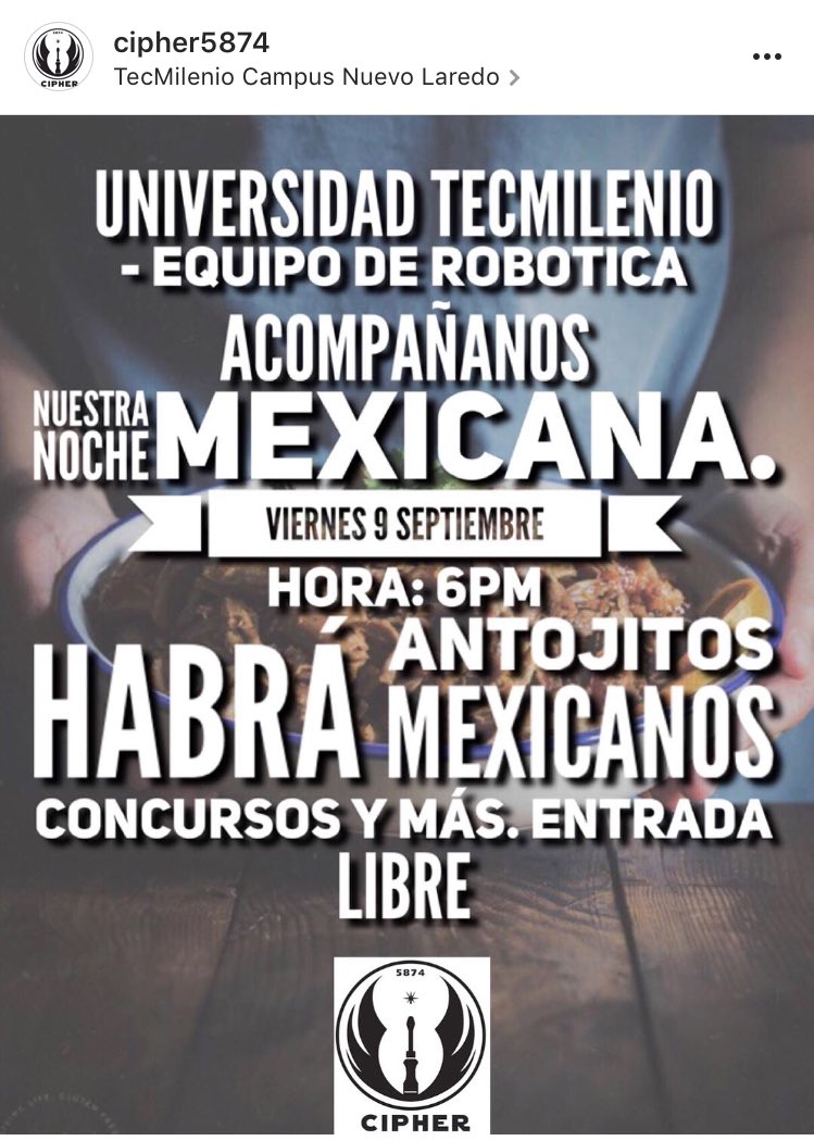 Cipher5874's tweet photo. Tacos on me!! Salir de la rutina, venir a comer rico, al mismo tiempo ayudar al equipo de Robótica! 🇲🇽 https://t.co/X4KP6JWro6