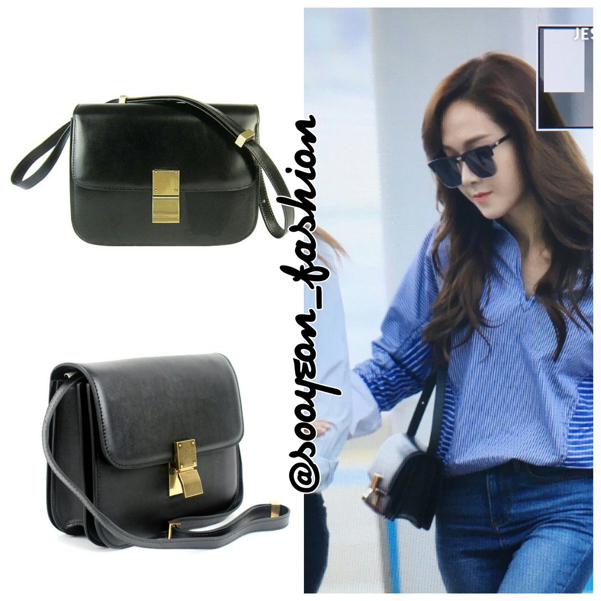 jsy fashion on X: 160907 Jessica Jung wearing #CELINE @ Incheon Airport BAG:  Medium Classic Box (Black), $3900    / X