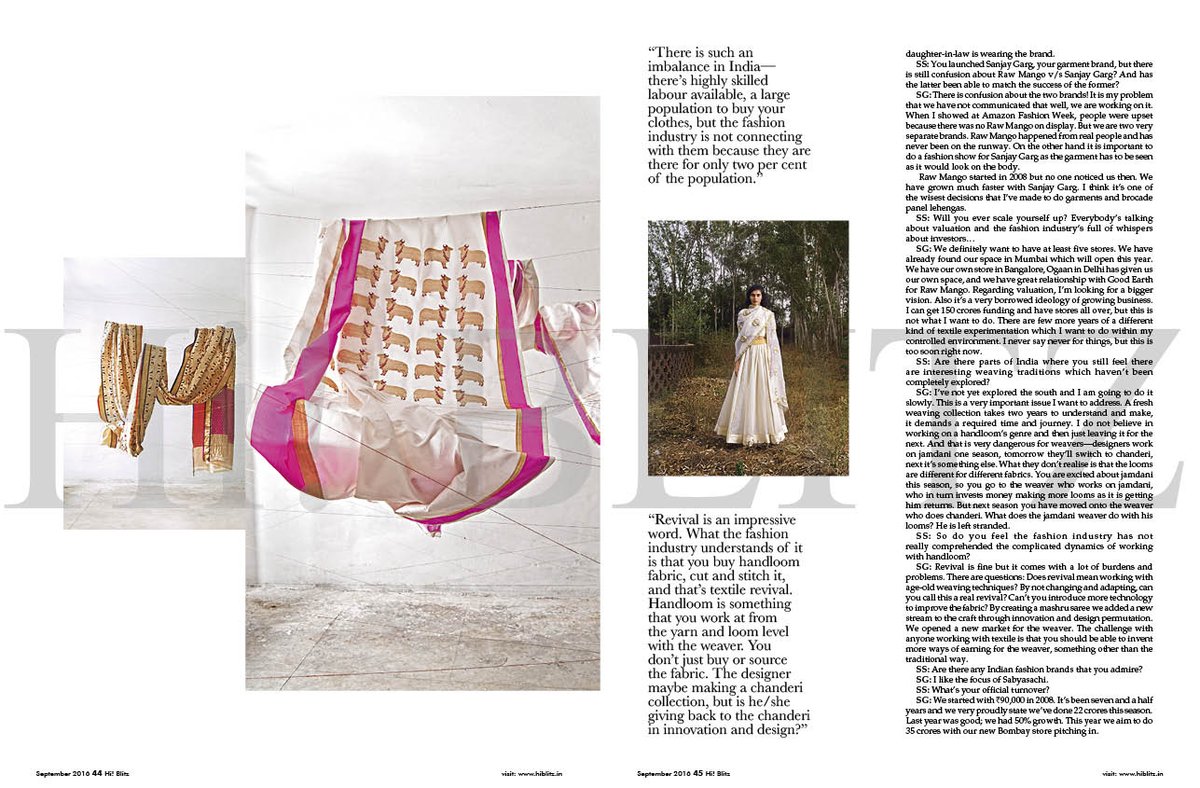 Revivalist SanjayGarg cautions about the handloom hysteria in this month's <a href="/HiBlitz/">Hi! BLITZ</a> issue #rawmango <a href="/ShaliniSharma_/">Shalini Sharma</a>