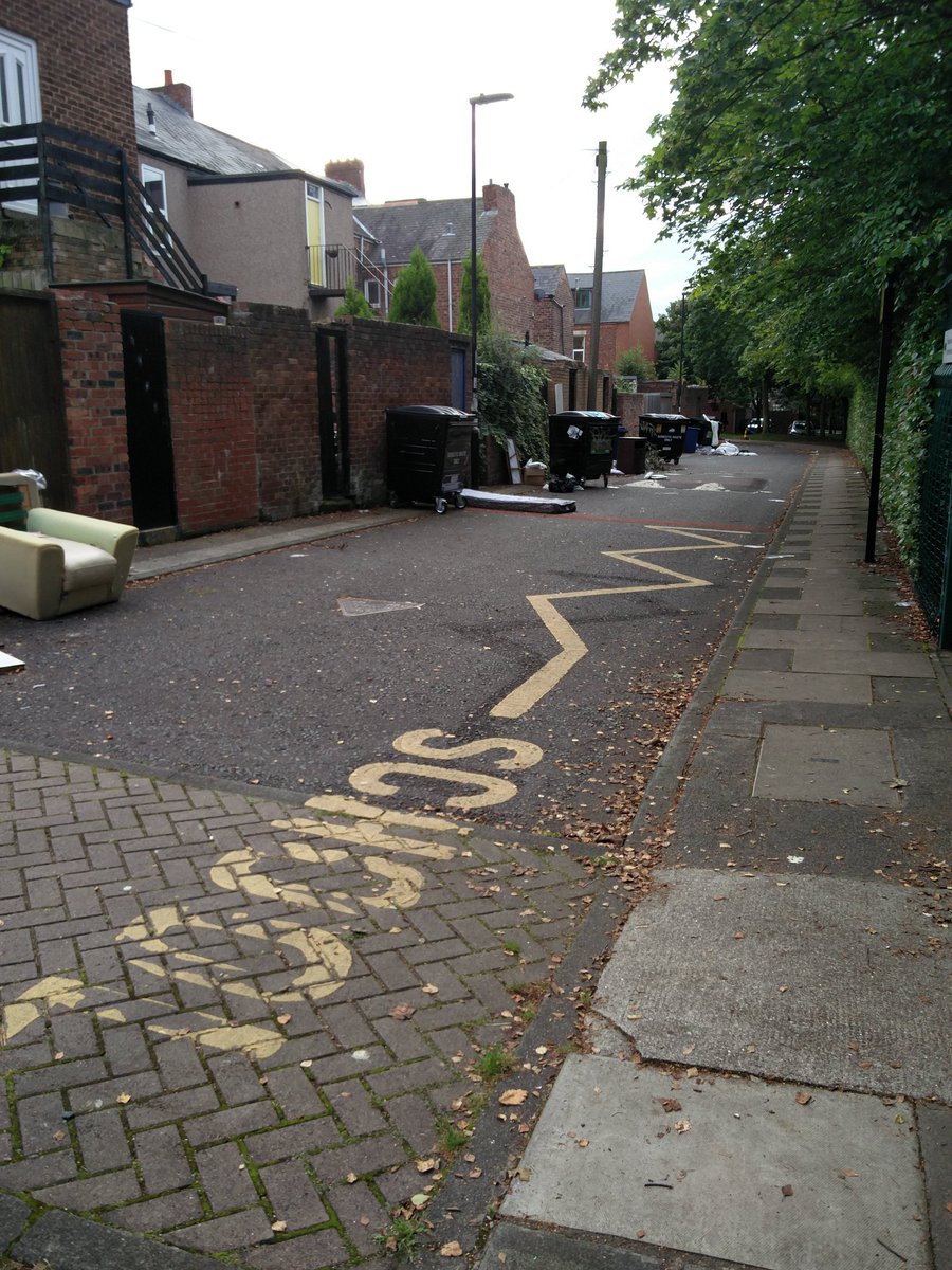 Flabski's tweet image. Heaton is filthy with litter now, worst I've seen it in 2 decades. @NewcastleCC This is outside Hotspur School