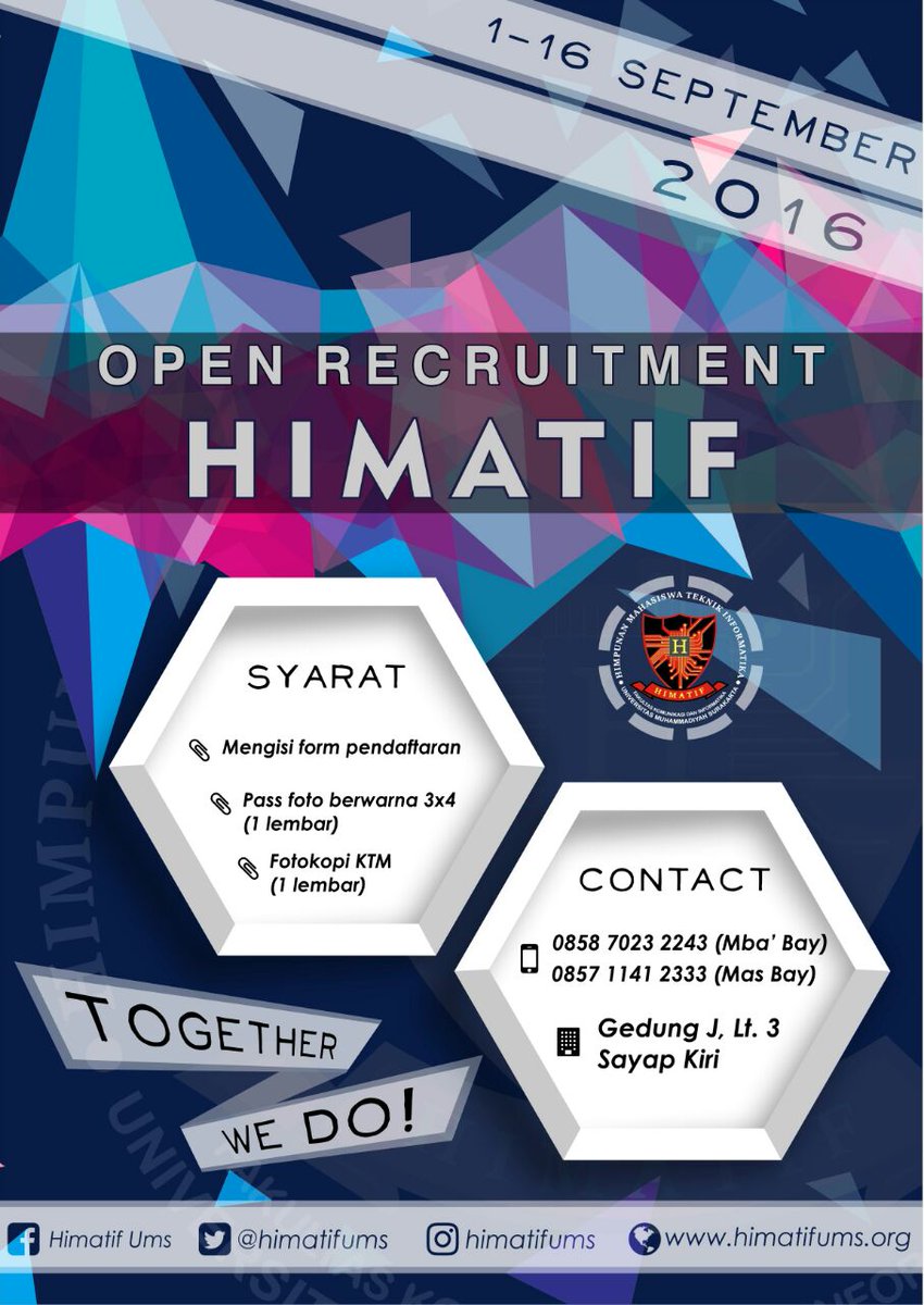 Hai, belum pernah ikut organisasi? Mau mengembangkan softskill kalian? Yuk gabung!! Kita tunggu ya^^