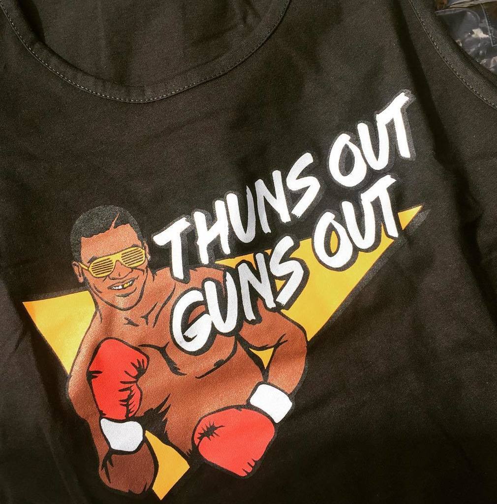 dezzo's tweet image. New vest top 😄 @MikeTyson #ThunsOutGunsOut #Campaign #Cool #Funny #Awesome #Boxing ift.tt/2csarIj #Boxing