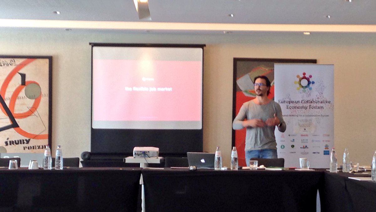 SaraBrodersen's tweet image. @MichaelBugaj presenting @joinmeploy at #eucolab talking on the future of the job market #deleøkonomi