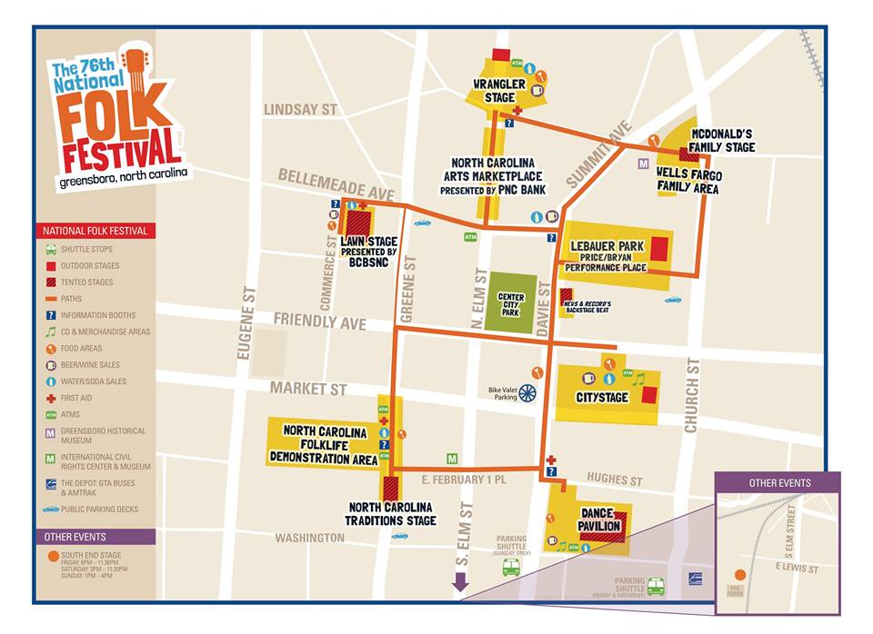 greensborocity's tweet image. Here is the official @NtlFolkFestNC Printable Festival Map for this weekend. Are you coming?