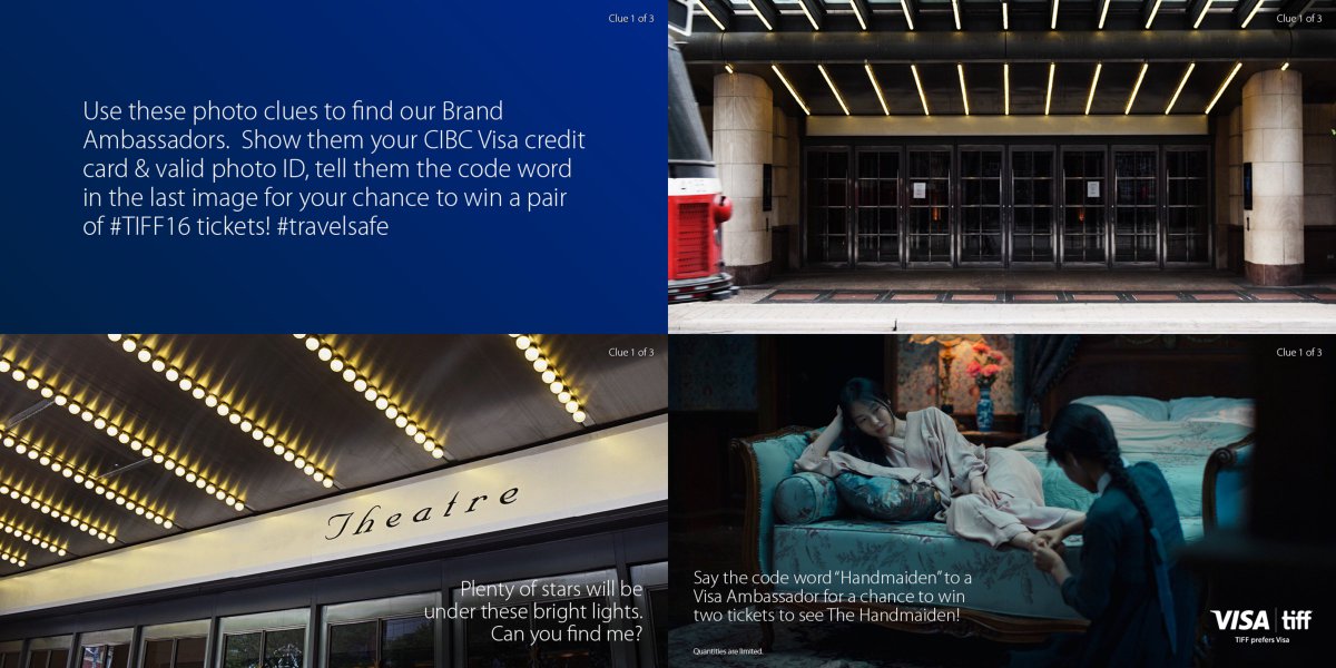 cibc's tweet image. We’re partnering w @VisaCA who's giving chances to win #TIFF16 tix. Ends 9/07/16 Rules: bit.ly/2azzpbL #TO