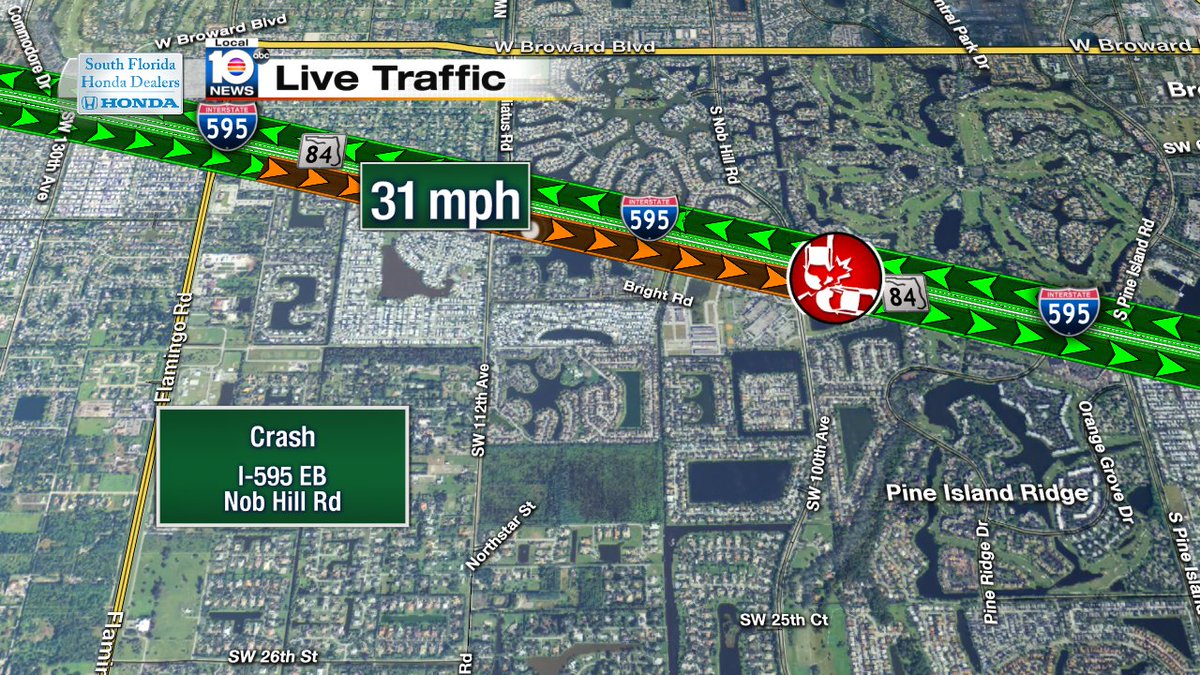 Crash on I-595 EB at Nob Hill Rd #traffic https://t.co/gHNFaActts