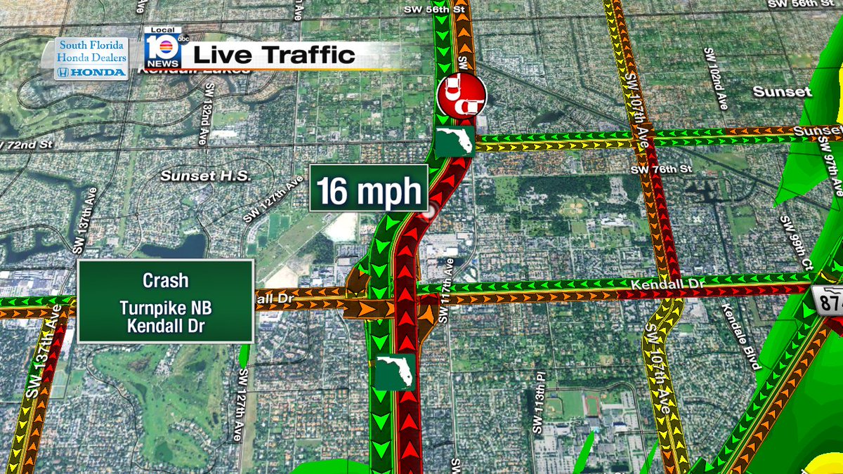 Crash on Turnpike NB at Kendall Dr #traffic #miami https://t.co/50gsHi2or3