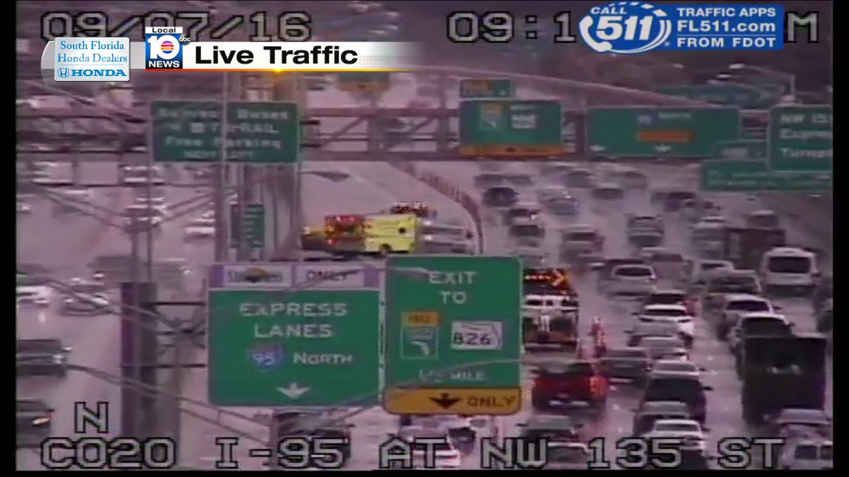 Crash on I-95 NB Express at NW 135th St #traffic #miami Express & Left Lane blocked! https://t.co/hxNE91HubI
