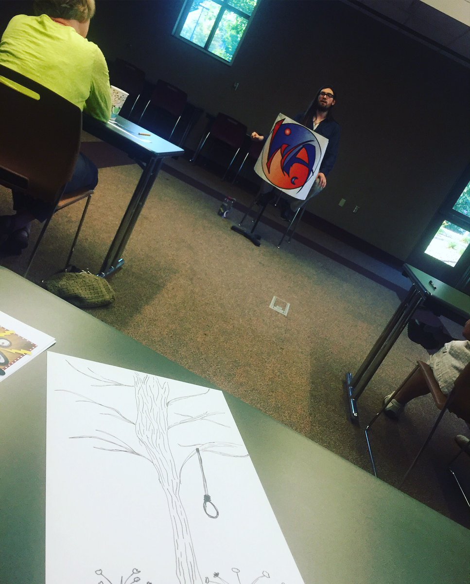 Our first live audiobook reading at #FirestonePark Branch of @akronlibrary. 15 attendees made #art while listening!