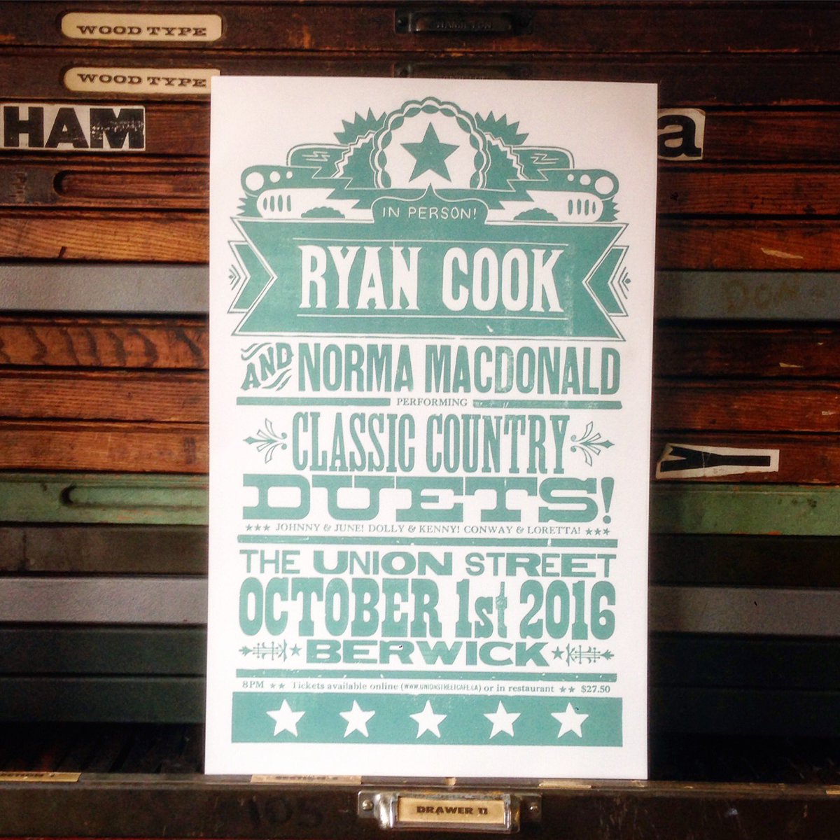 so stoked for this show <a href="/unionstcafe/">THE UNION STREET</a> <a href="/iryancook/">Ryan Cook</a> <a href="/normamacdonald/">Norma MacDonald</a> #letterpress